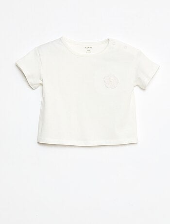 T-shirt van jersey met drukknoopsluiting op de schouder