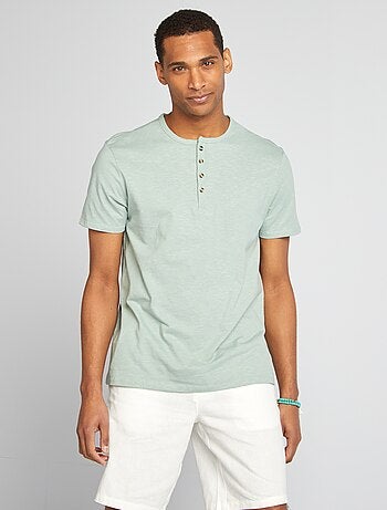 T-shirt van jersey met henleykraag