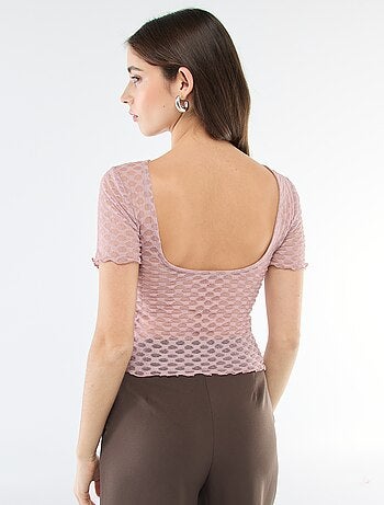 T-shirt van kant met open rug