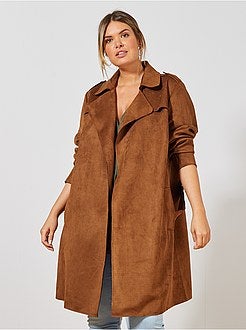 Trenchcoat van suèdine met ceintuur - Kiabi