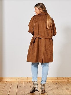 Trenchcoat van suèdine met ceintuur - Kiabi