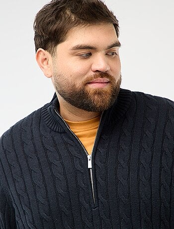 Truckerstrui met rits en kabelpatroon