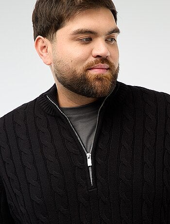 Truckerstrui met rits en kabelpatroon