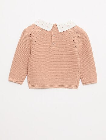 Trui in mossteek met Peter Pan-kraagje