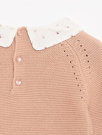 Trui in mossteek met Peter Pan-kraagje