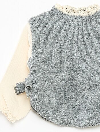 Trui met 2-in-1 effect, met blouse-details van luchtige katoen