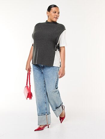 Trui met 2-in-1-effectje met strikkoordje