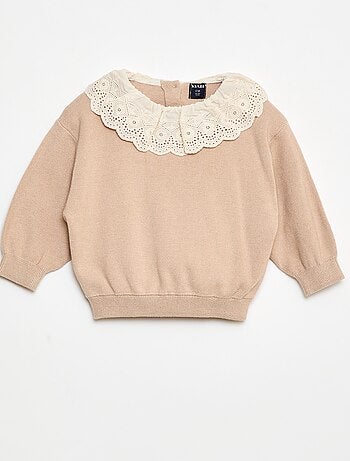 Trui met kraag van katoenen voile