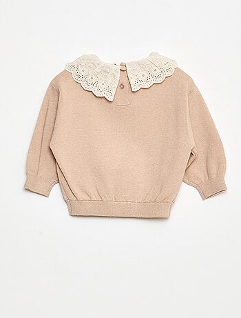 Trui met kraag van katoenen voile