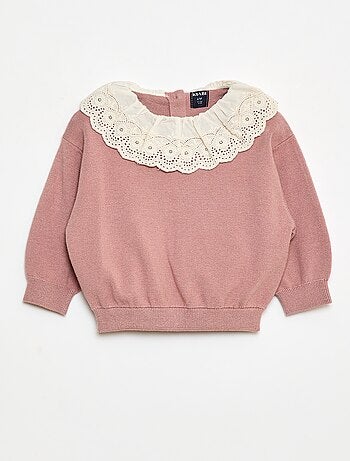 Trui met kraag van katoenen voile