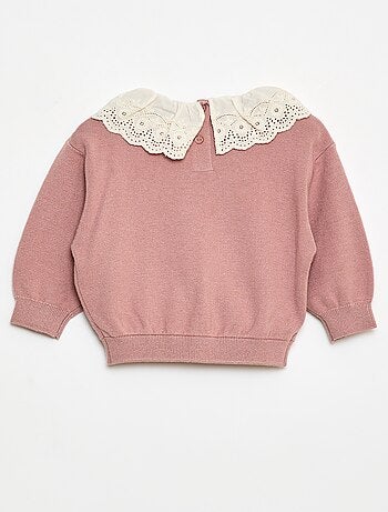 Trui met kraag van katoenen voile