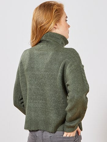 Damesmode maat 34-48 - Trui met schipperskraag en kabelmotief - Kiabi