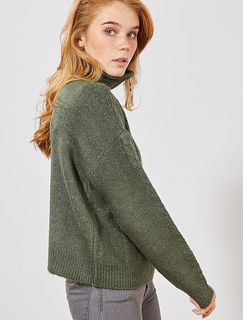 Damesmode maat 34-48 - Trui met schipperskraag en kabelmotief - Kiabi