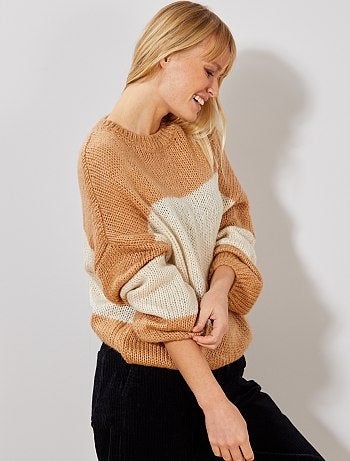 Trui van gebreid tricot met strepen - Kiabi