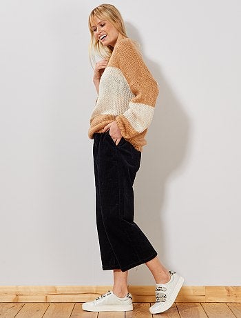 Trui van gebreid tricot met strepen - Kiabi