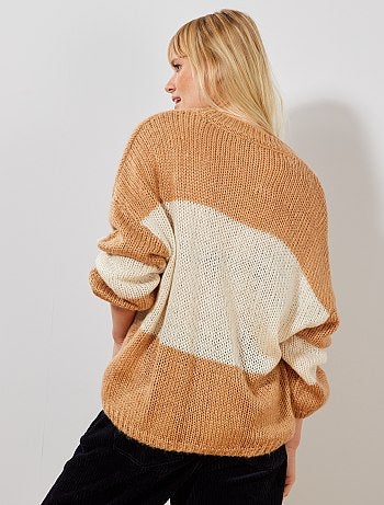 Trui van gebreid tricot met strepen - Kiabi