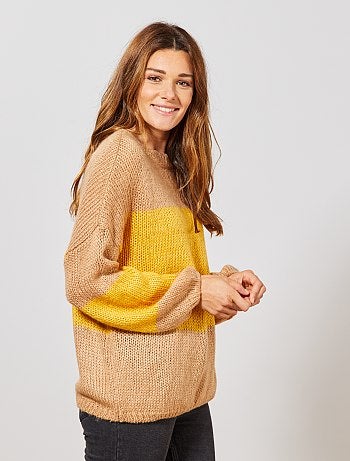 Trui van gebreid tricot met strepen - Kiabi