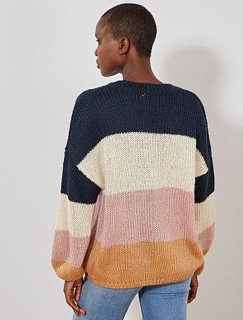 Trui van gebreid tricot met strepen - Kiabi