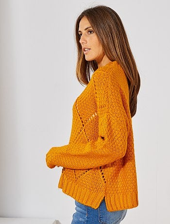 Trui van tricot met ruit-effect - Kiabi