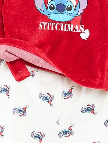 Tweedelige, katoenen Disney-pyjama met Stitch-kerstprint