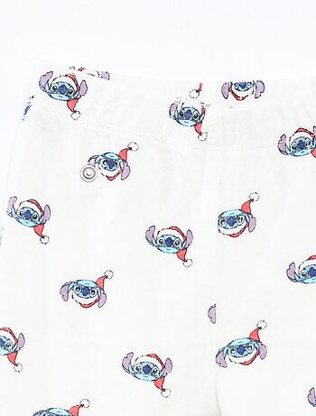 Tweedelige, katoenen Disney-pyjama met Stitch-kerstprint