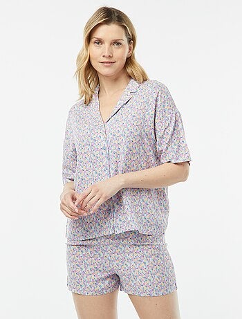 Tweedelige korte pyjama - Blouse + broek met print