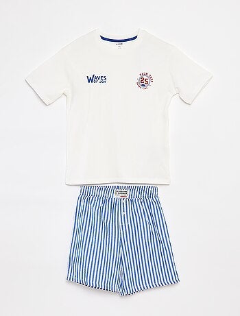 Tweedelige pyjama - T-shirt + short met strepen