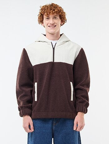 Tweekleurige hoodie met rits