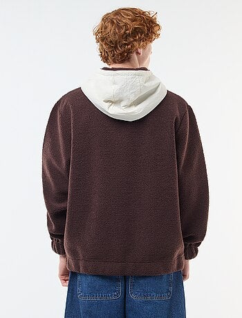 Tweekleurige hoodie met rits