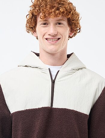 Tweekleurige hoodie met rits