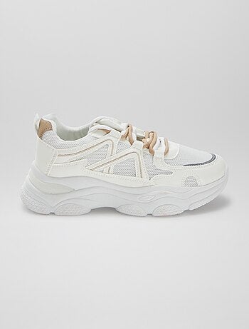 Tweekleurige sneakers met dikke zool