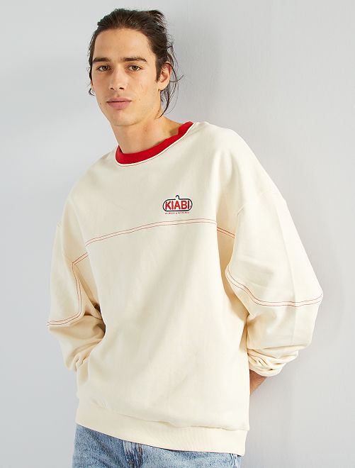 Uniseks sweater met vintage 'Kiabi'-logo                             WIT 
