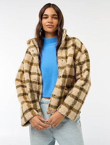 Vest met opstaande kraag en schapenvachteffect