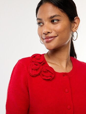 Vest van dun tricot met korte mouwen