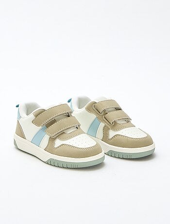 Vierkleurige sneakers met klittenband van imitatieleer