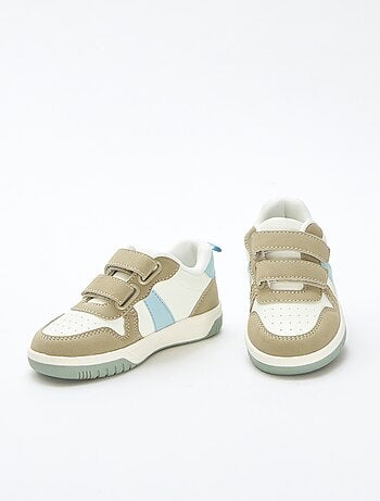 Vierkleurige sneakers met klittenband van imitatieleer