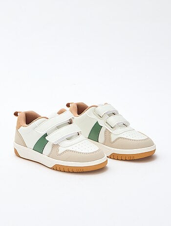 Vierkleurige sneakers met klittenband van imitatieleer