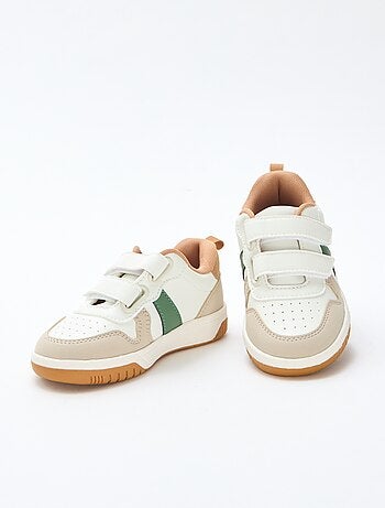 Vierkleurige sneakers met klittenband van imitatieleer
