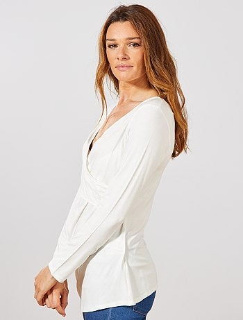 Zwangerschapskleding - Voedingsshirt met wikkelhals - Kiabi