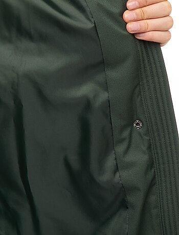 Warme, lange donsjas met capuchon