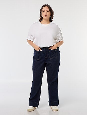 Wide leg broek van raw denim