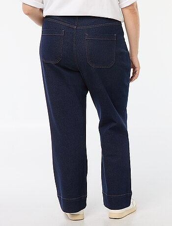 Wide leg broek van raw denim