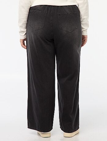 Wide leg broek van raw denim