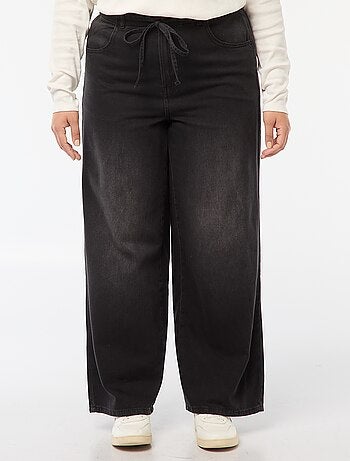 Wide leg broek van raw denim