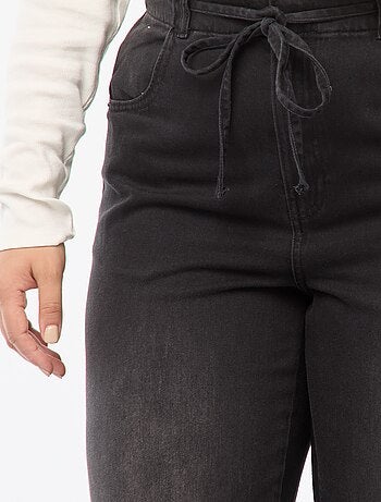 Wide leg broek van raw denim