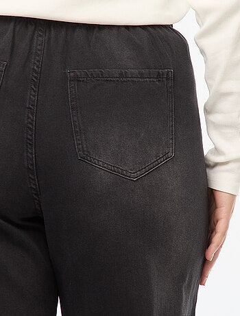 Wide leg broek van raw denim