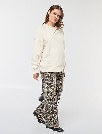 Wide leg zwangerschapsbroek met luipaardprint