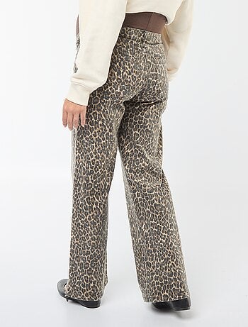 Wide leg zwangerschapsbroek met luipaardprint