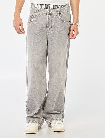 Wijde baggy-jeans met in de tailleband gestikte boxershort-boord