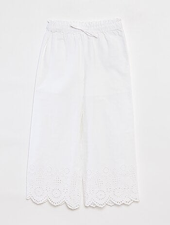 Wijde broek met broderie anglaise